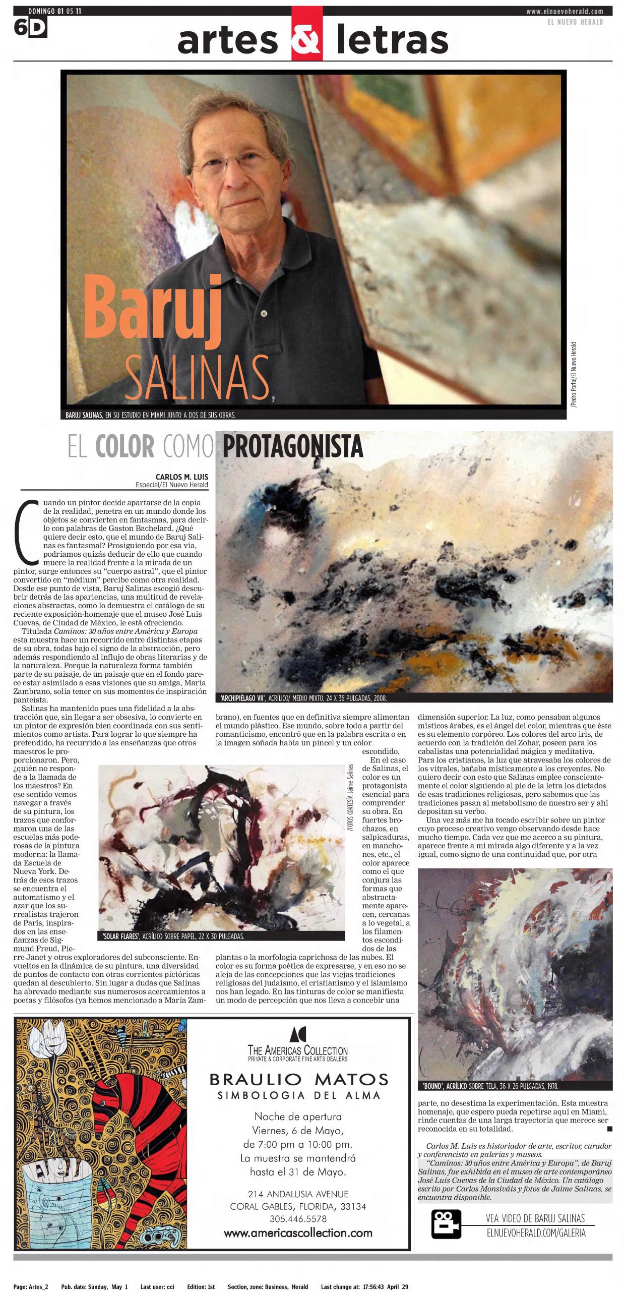 Baruj Salinas El Color Como Protagonista El Nuevo Herald
