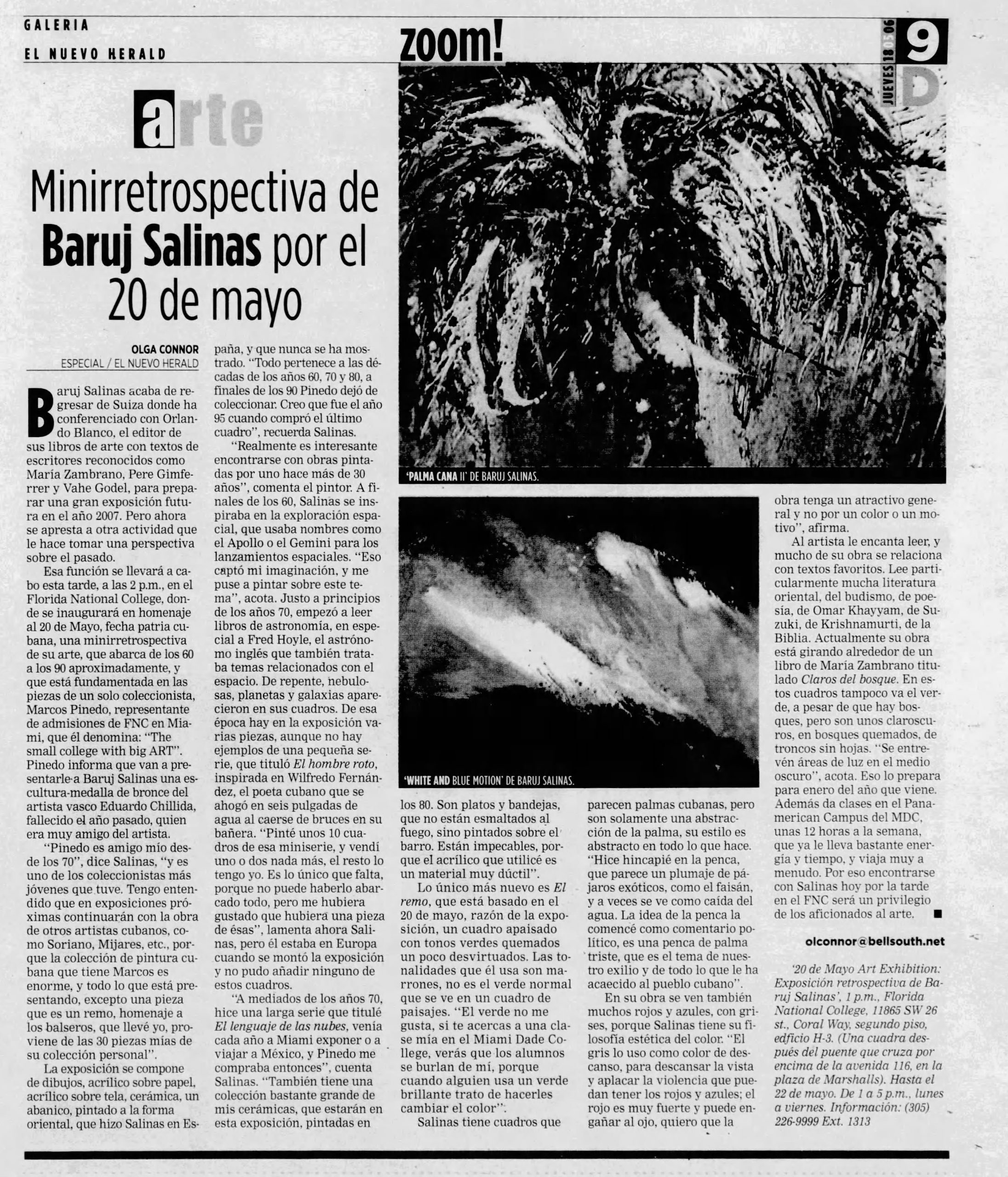 Baruj Salinas Retrospective El Nuevo Herald 2006